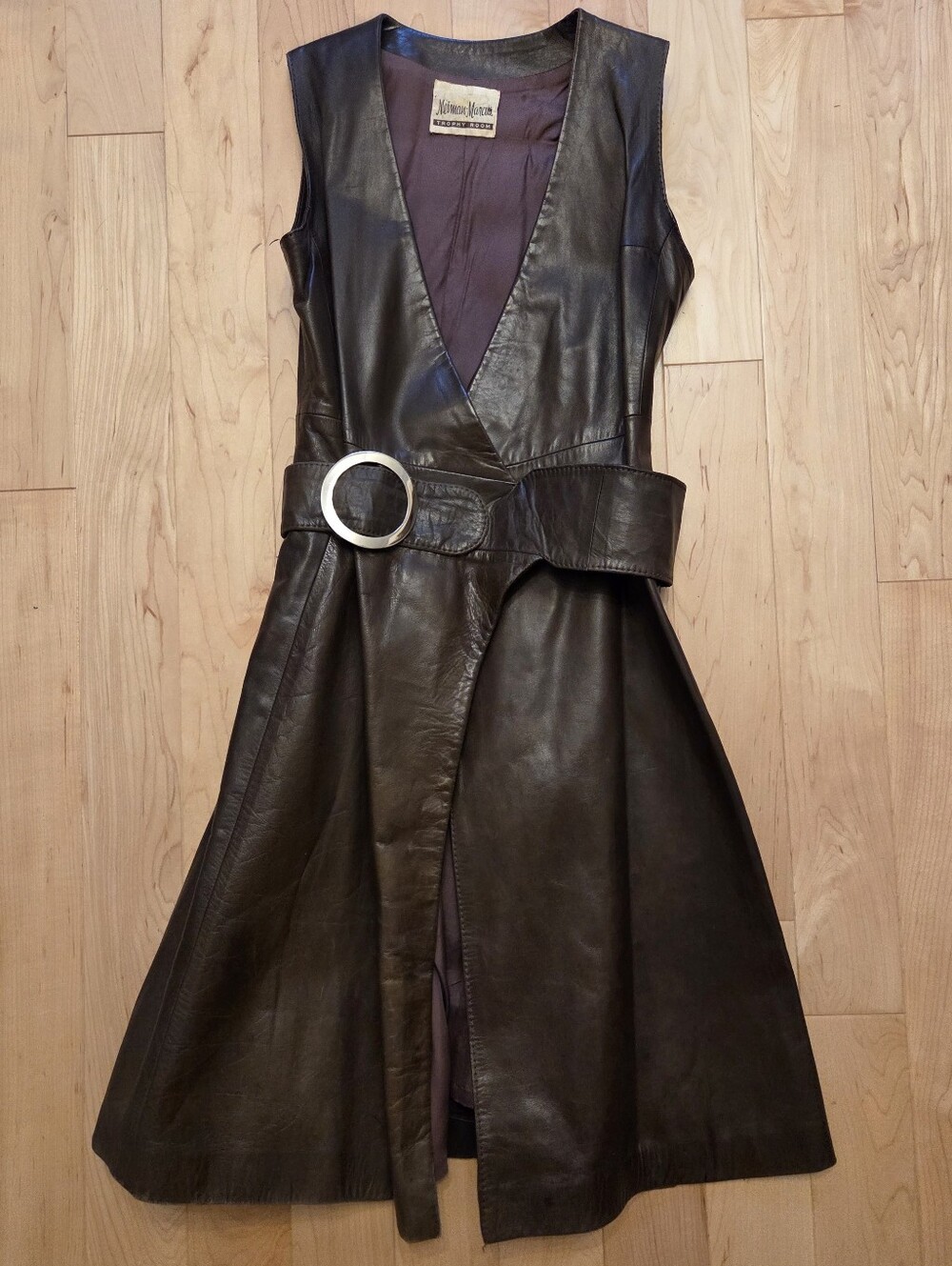 Neiman Marcus Vintage Leather Wrap Dress